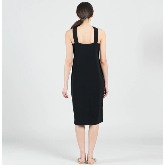 Ciara Sun Woo Black Grecian Style Midi Shift Dress Size Large - Picture 3 of 12